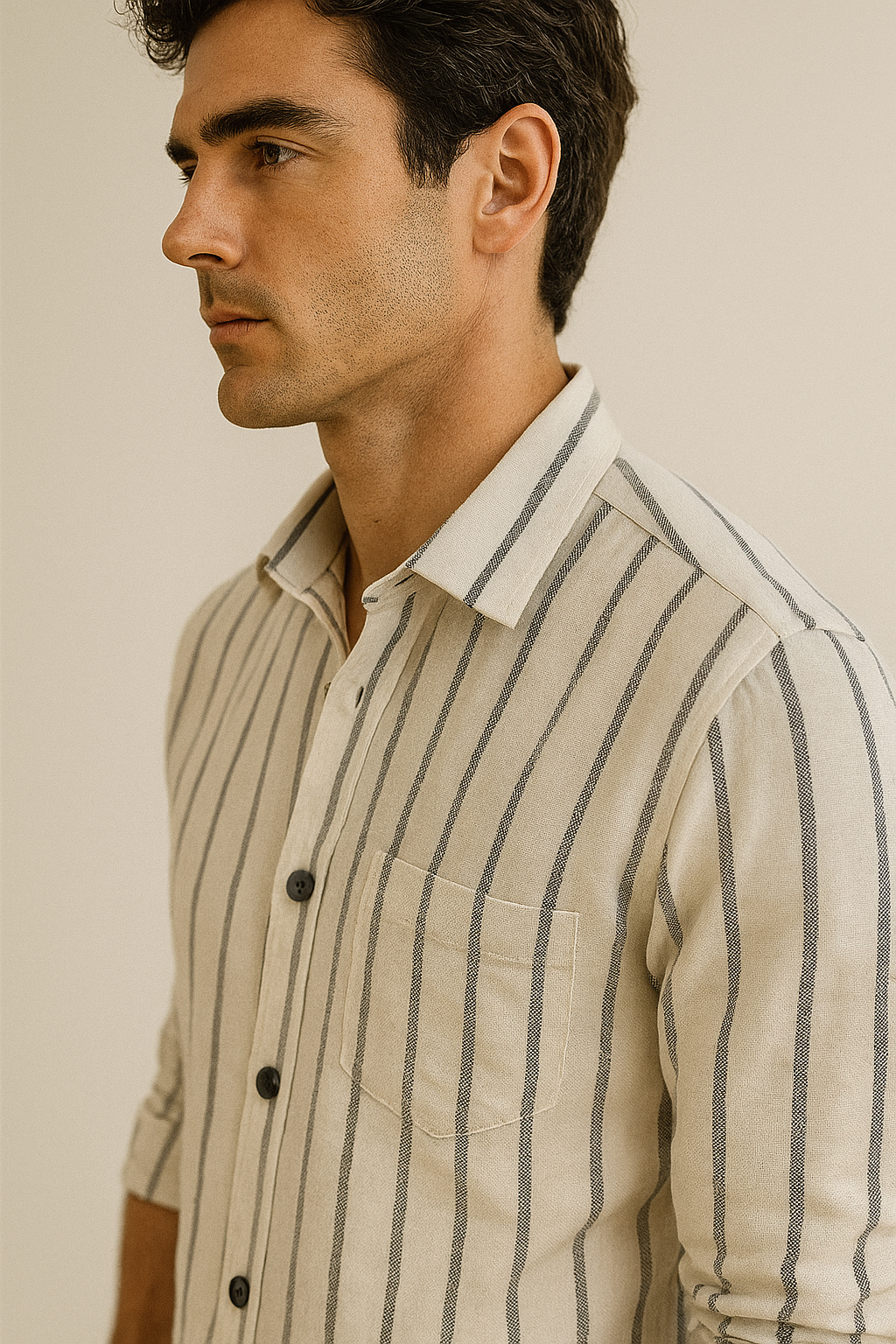 rocck’z premium white linen striped casual shirt for men - 24549