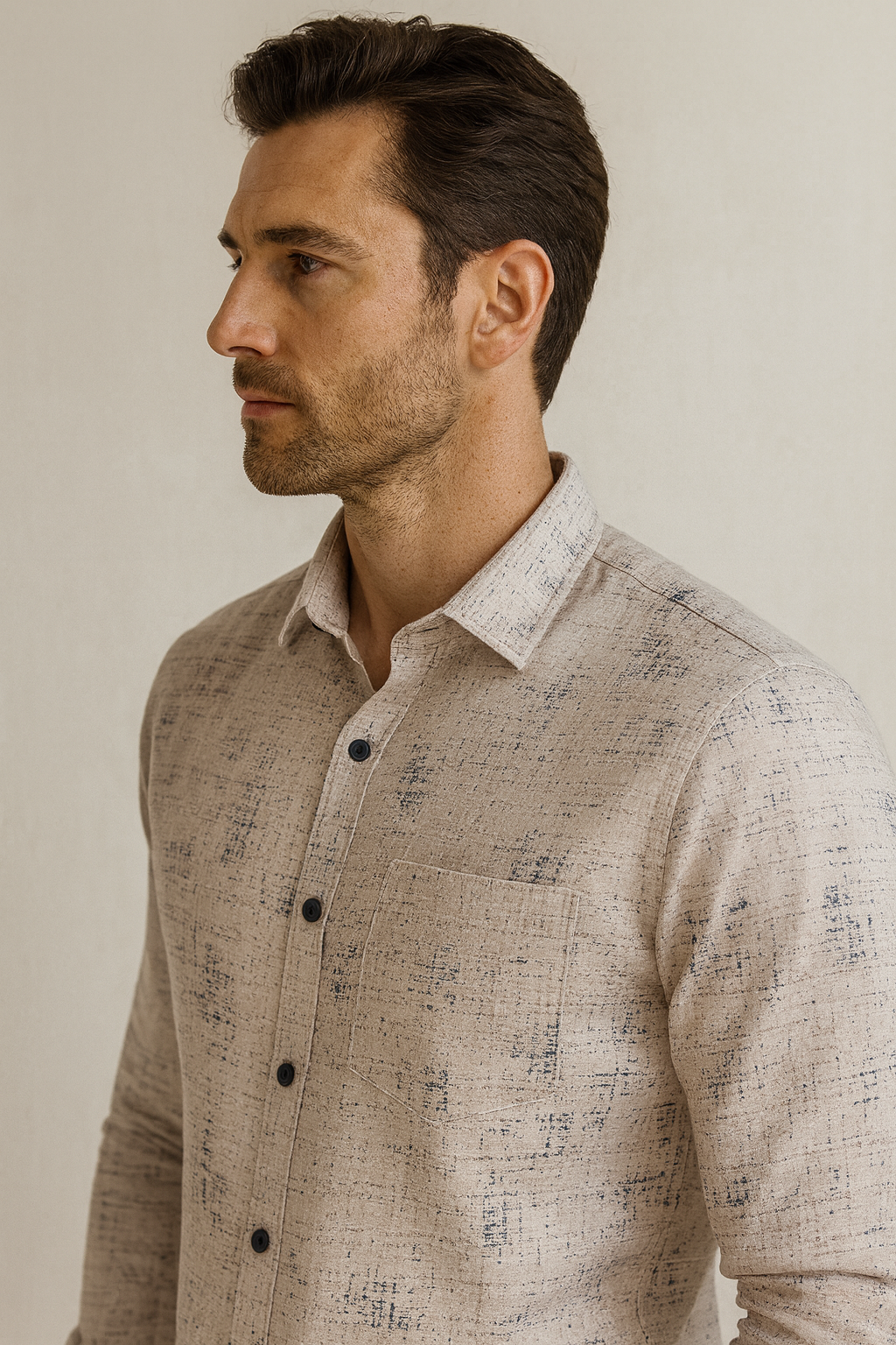 men’s textured printed casual shirt - 25596