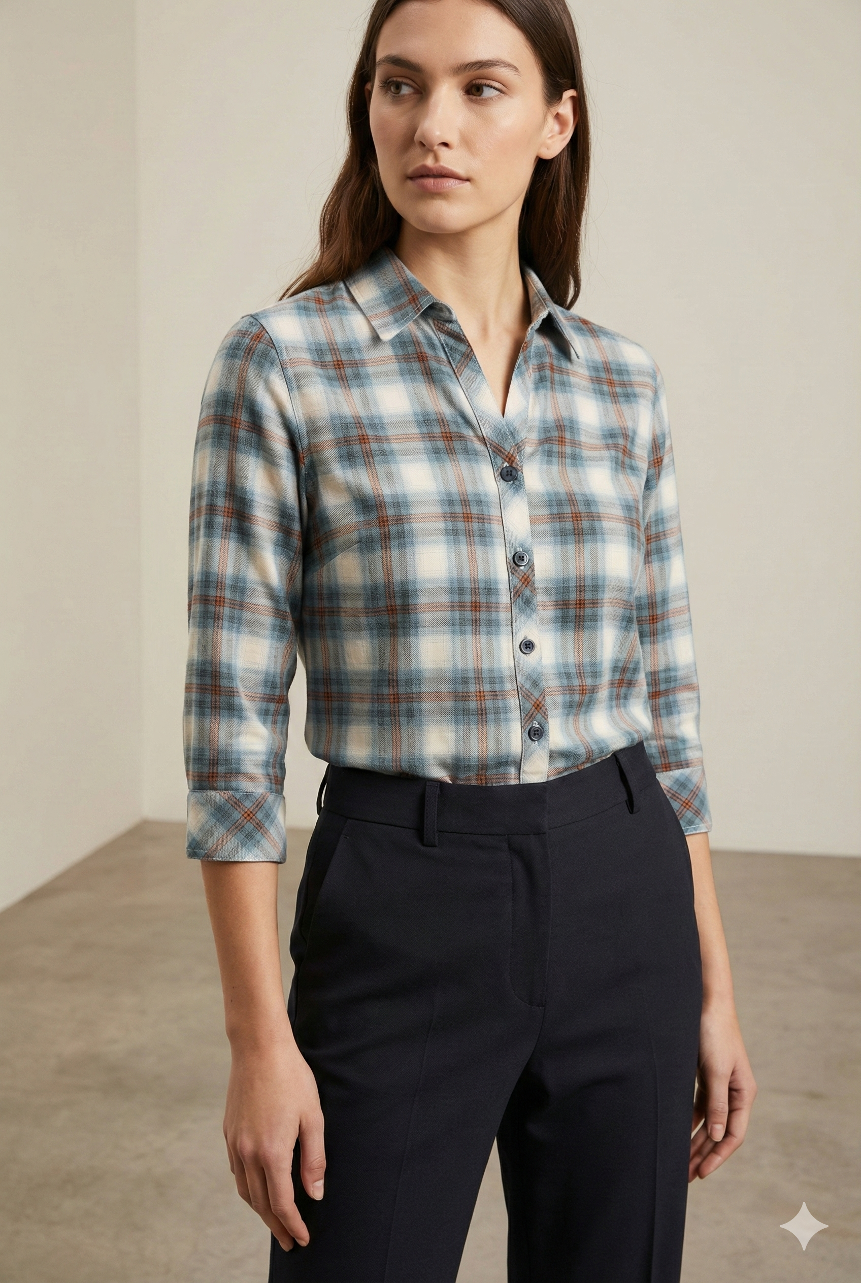 Women’s Soft Cotton Checkered Casual Shirt - 25192
