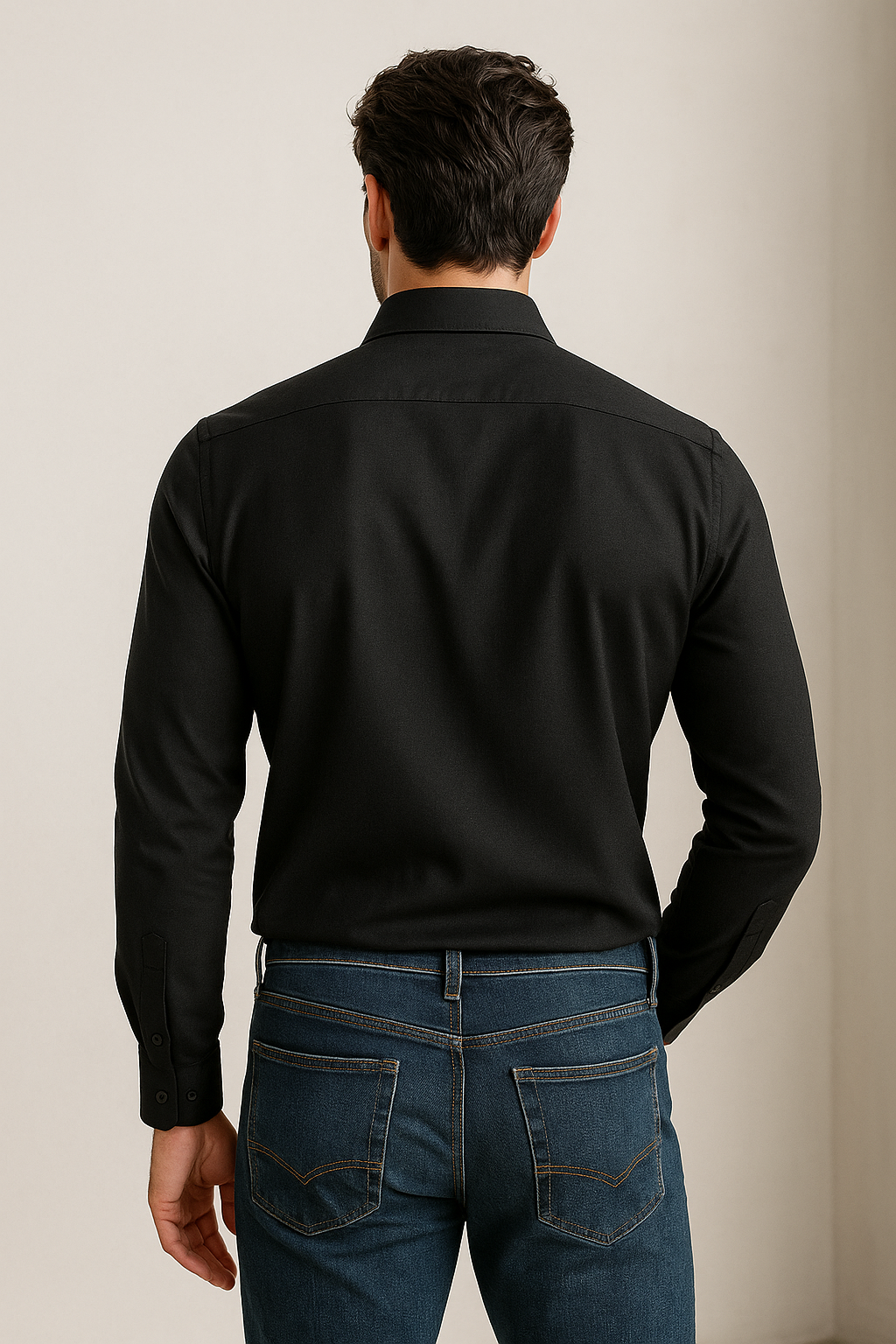 men’s classic black formal shirt – premium cotton blend, full sleeves - 35