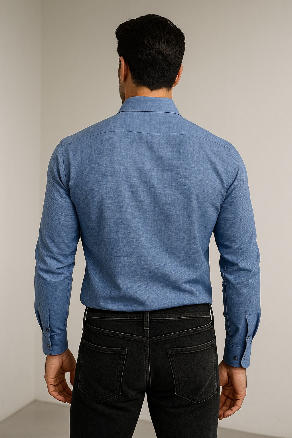 men’s premium blue cotton shirt - 98