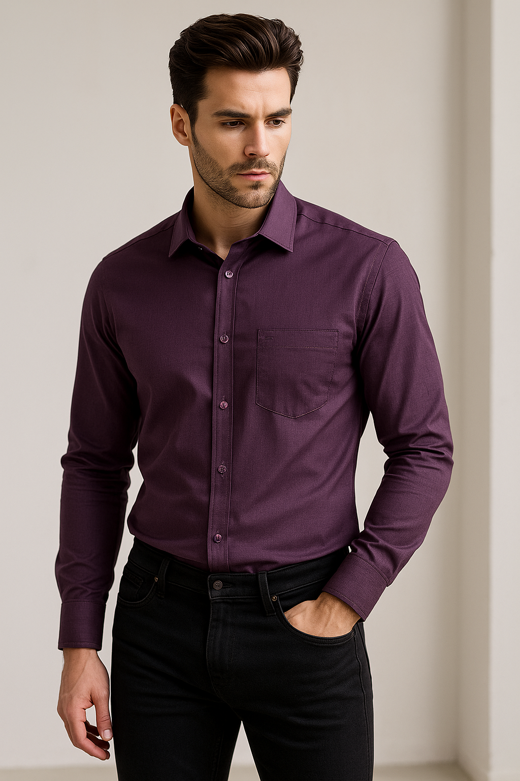 premium solid violet men’s formal shirt - 104