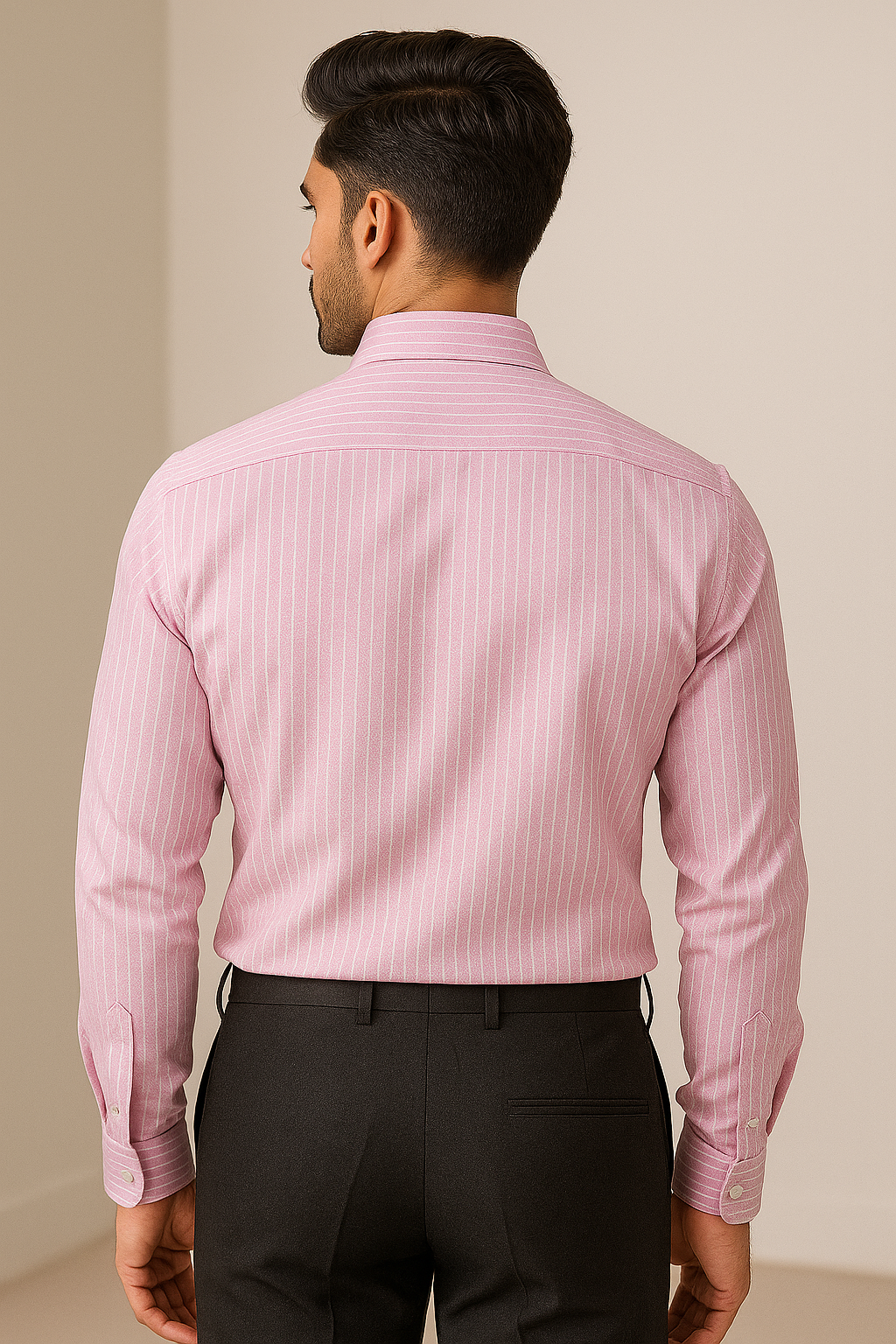 rocck’z men’s pink striped formal shirt - 26327