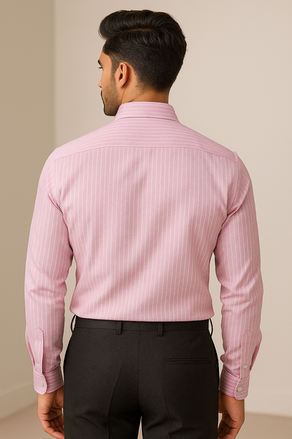 RoccK’z Men’s Pink Striped Formal Shirt - 26327