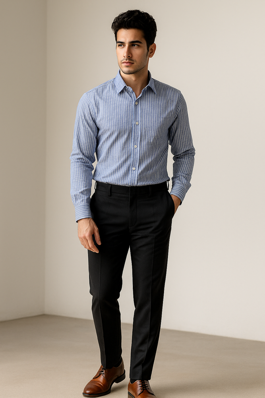 RoccK’z Men’s Purple Striped Formal Shirt - 26325