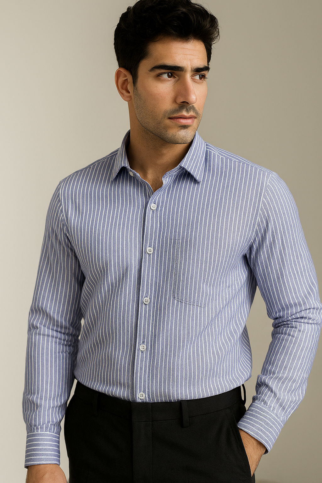 rocck’z men’s purple striped formal shirt - 26325