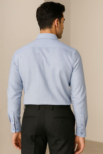 RoccK’z Men’s Sky blue Striped Formal Shirt - 26324