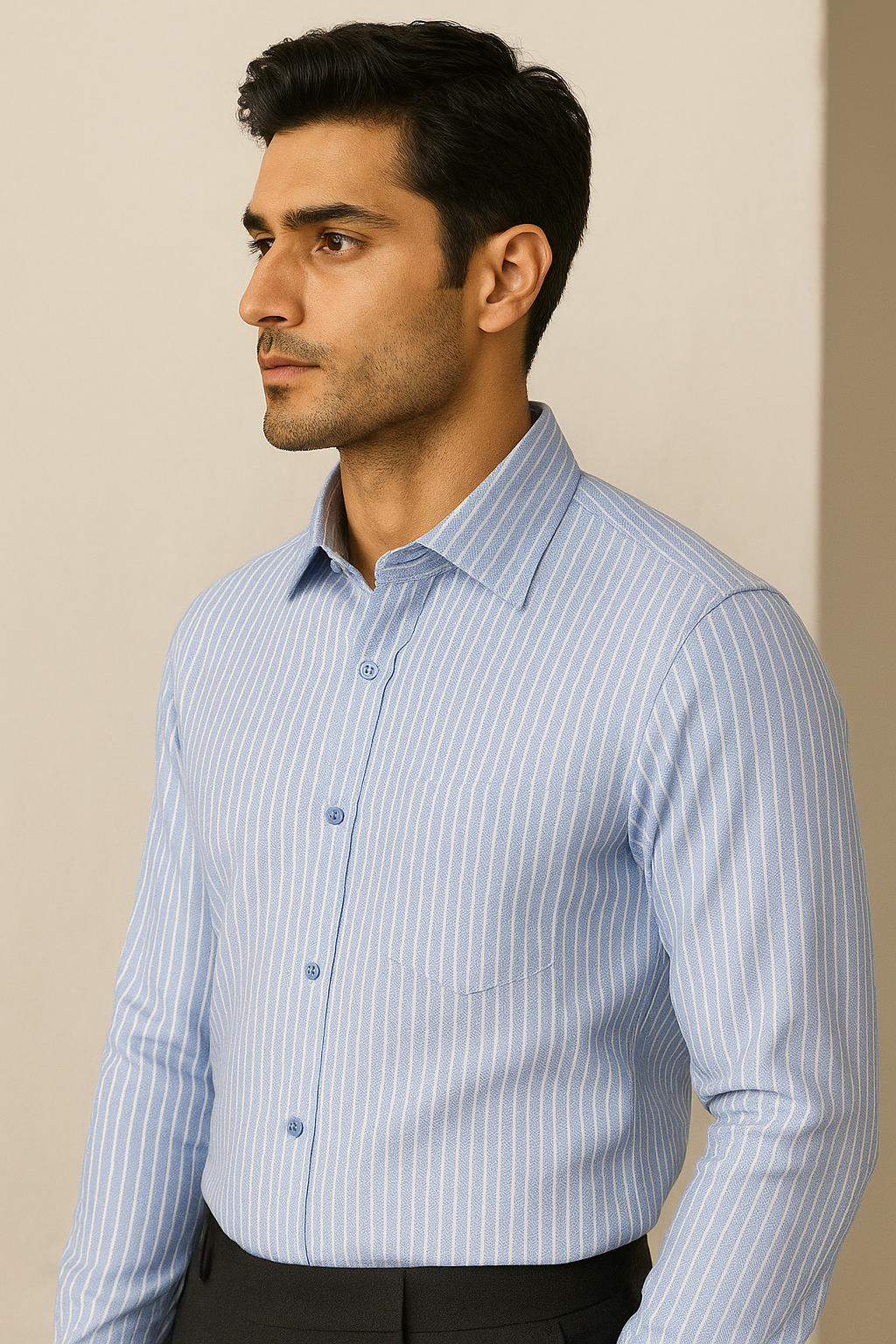 rocck’z men’s sky blue striped formal shirt - 26324