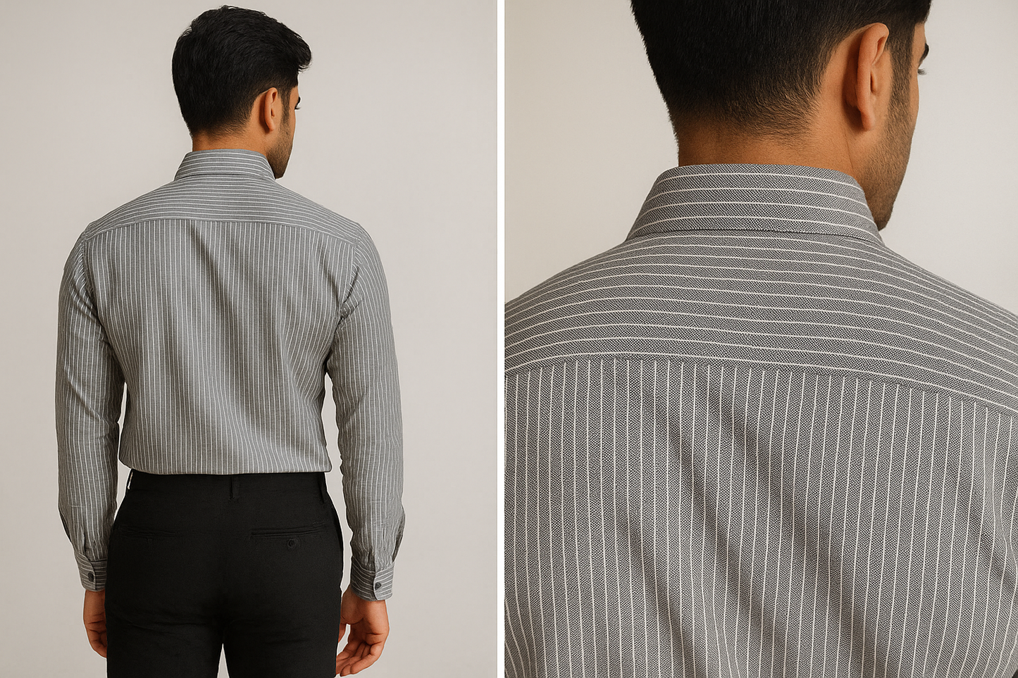 rocck’z men’s grey striped formal shirt - 26323