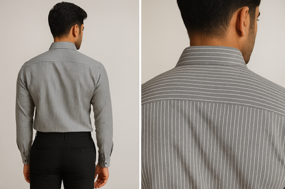 Rocck’z Men’s Grey Striped Formal Shirt - 26323