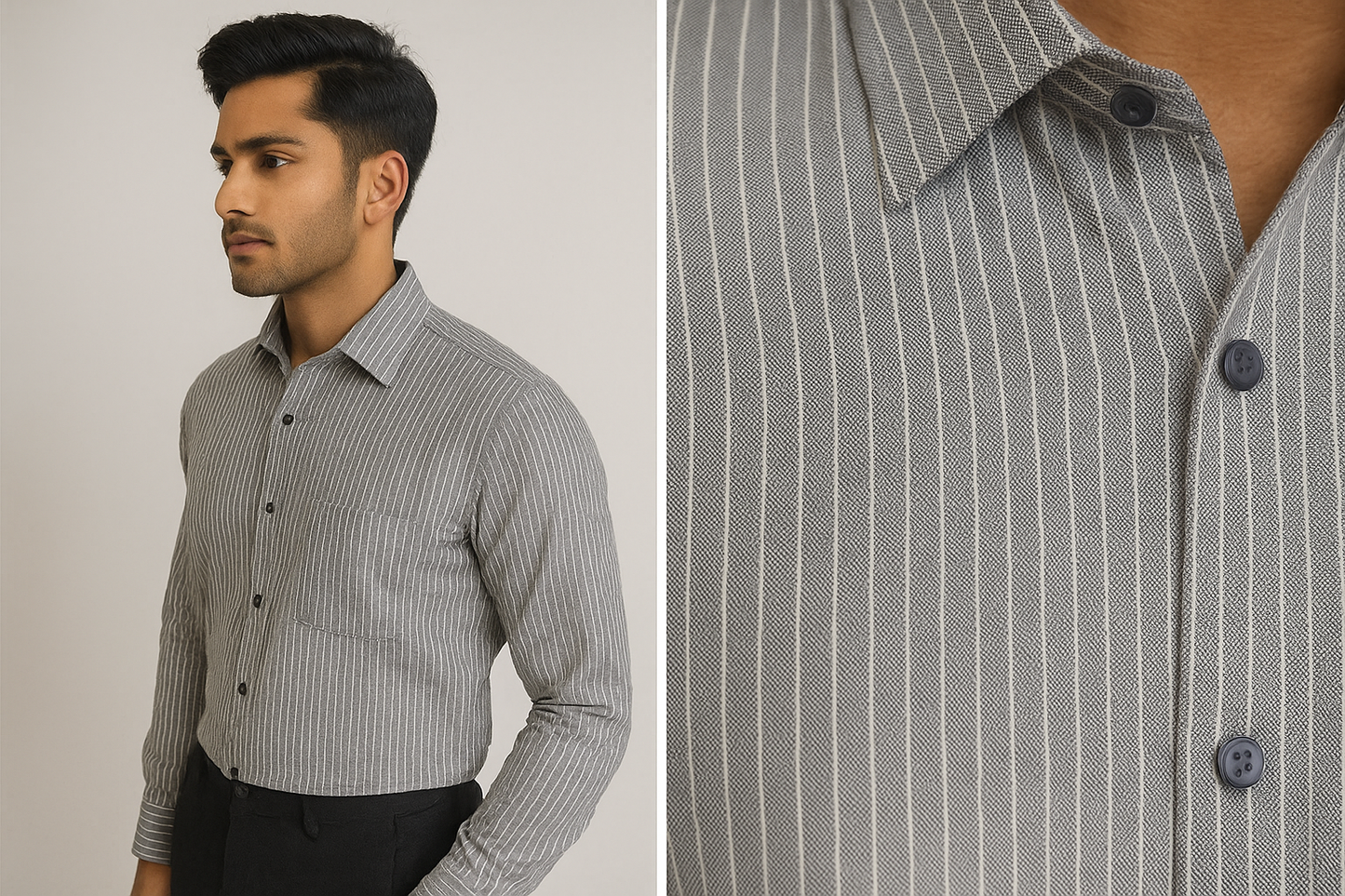 rocck’z men’s grey striped formal shirt - 26323