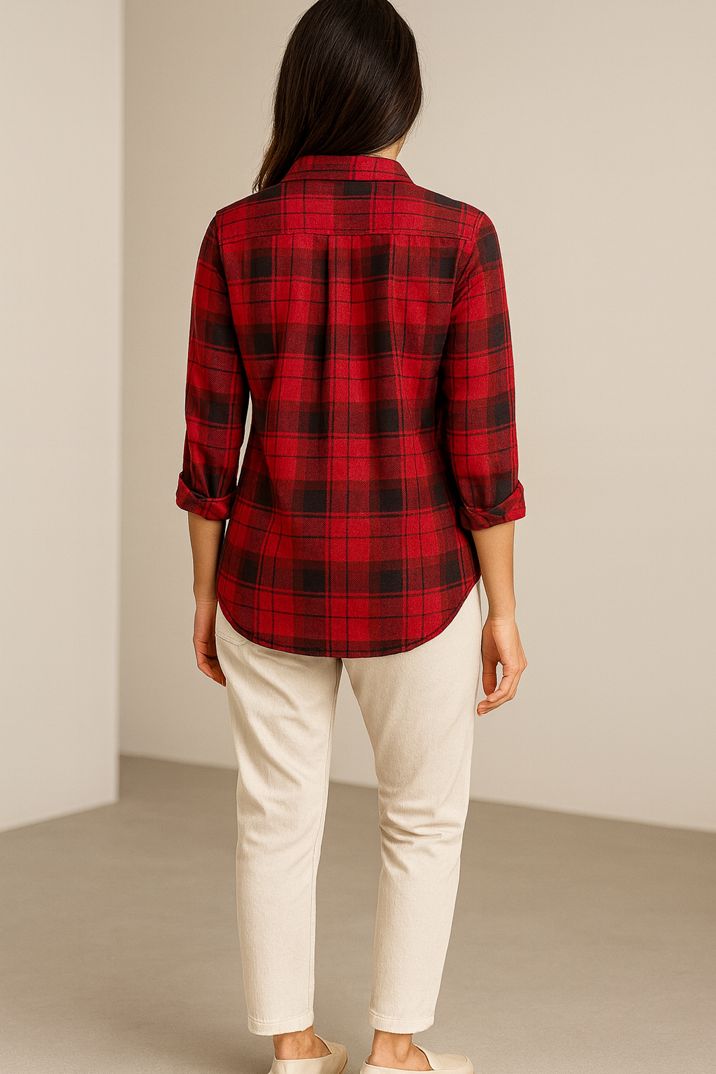 Women’s Red & Black Checkered Casual Shirt – 24308