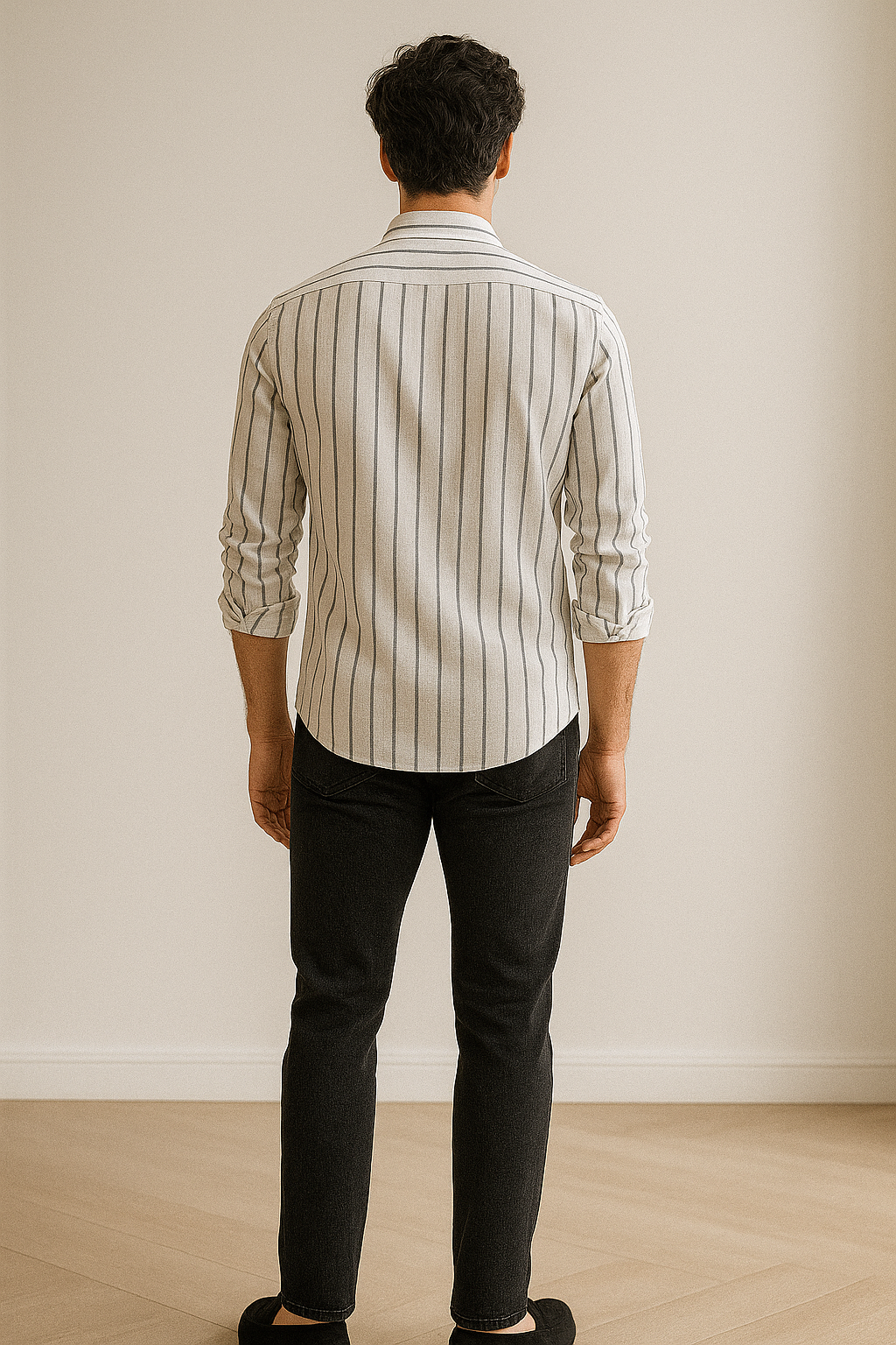 rocck’z premium white linen striped casual shirt for men - 24549