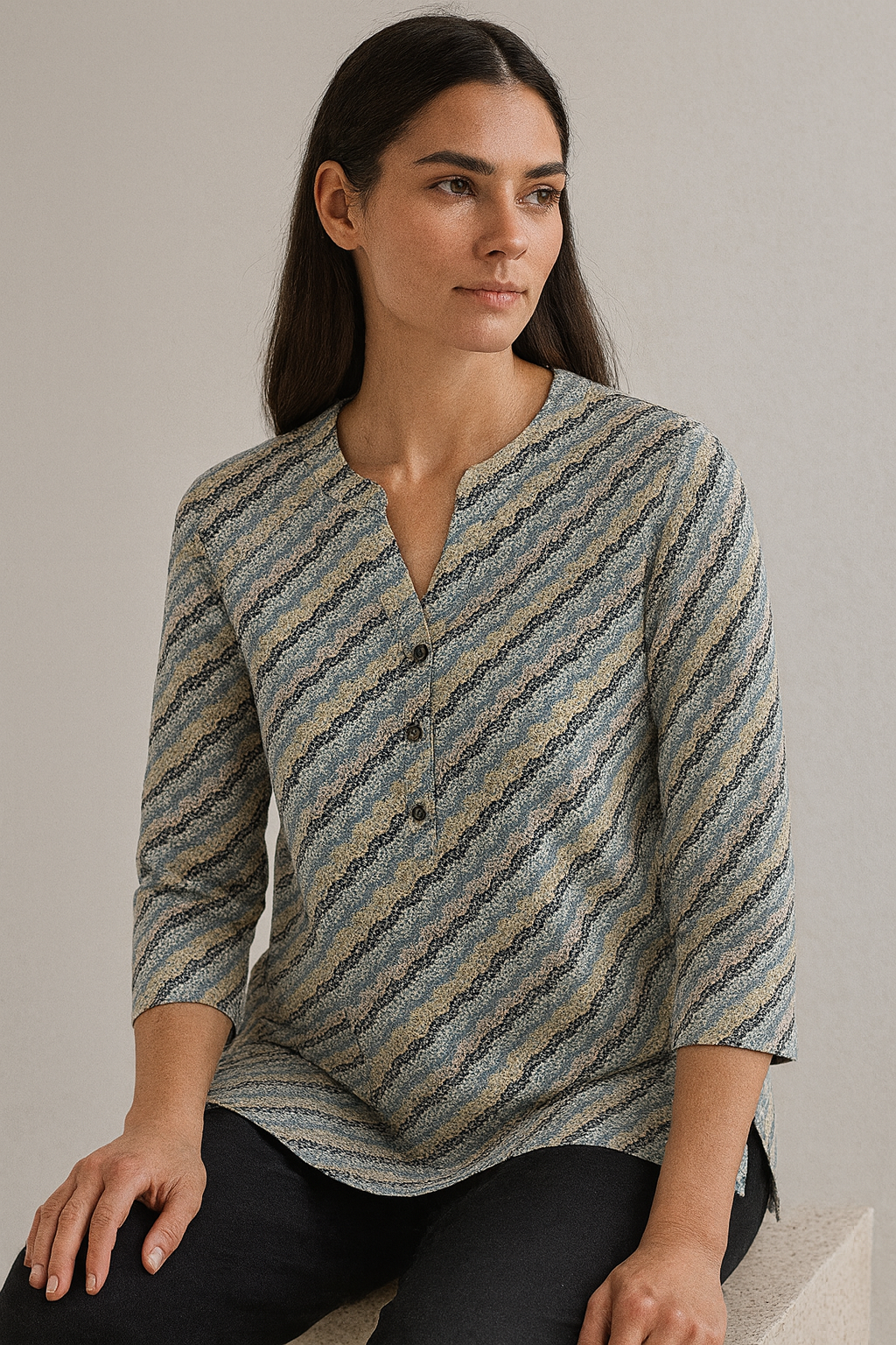 women’s zigzag printed kurti - 25246