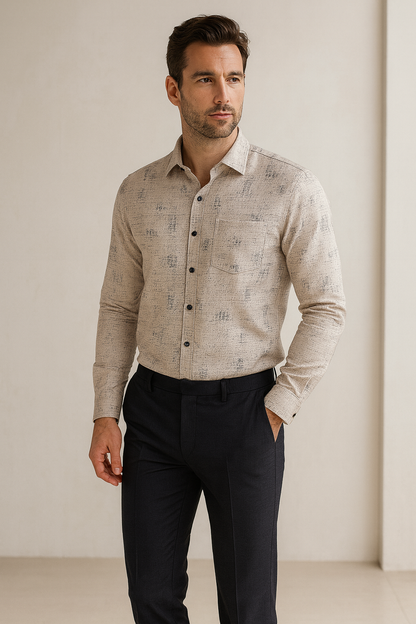 Men’s Textured Printed Casual Shirt  -  25596