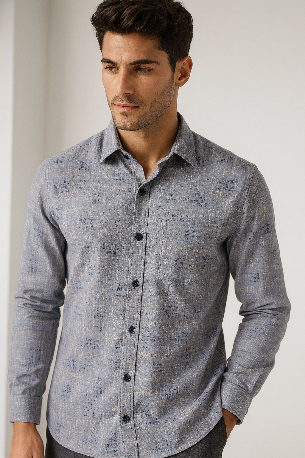 men’s premium textured printed formal shirt