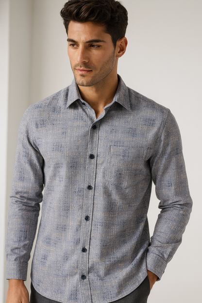 Men’s Premium Textured Printed Formal Shirt