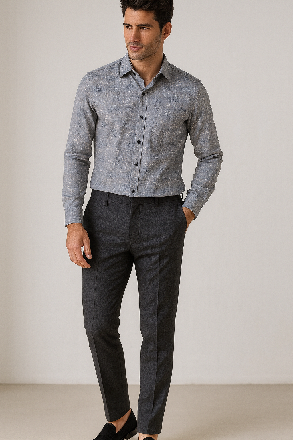 men’s premium textured printed formal shirt
