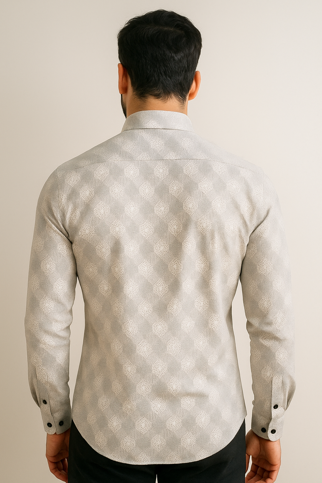 geometric texture printed men’s casual shirt - 26249