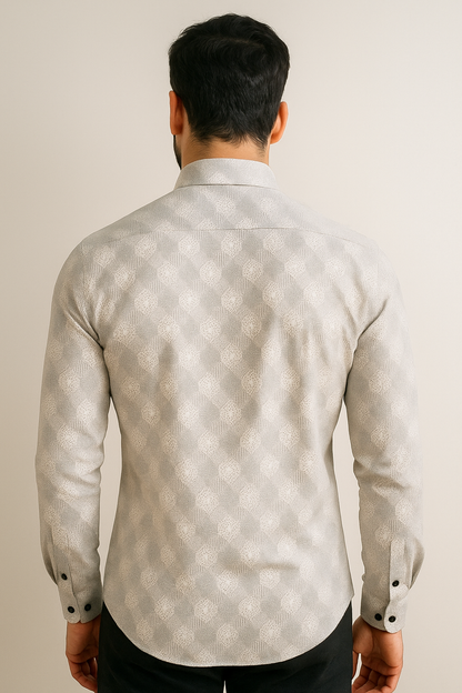 Geometric Texture Printed Men’s Casual Shirt - 26249