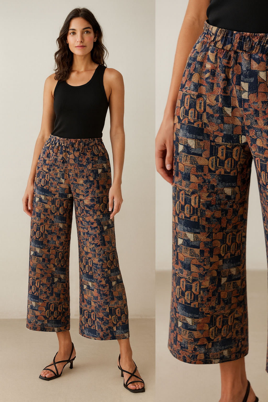 women’s abstract geometric print palazzo - 26262