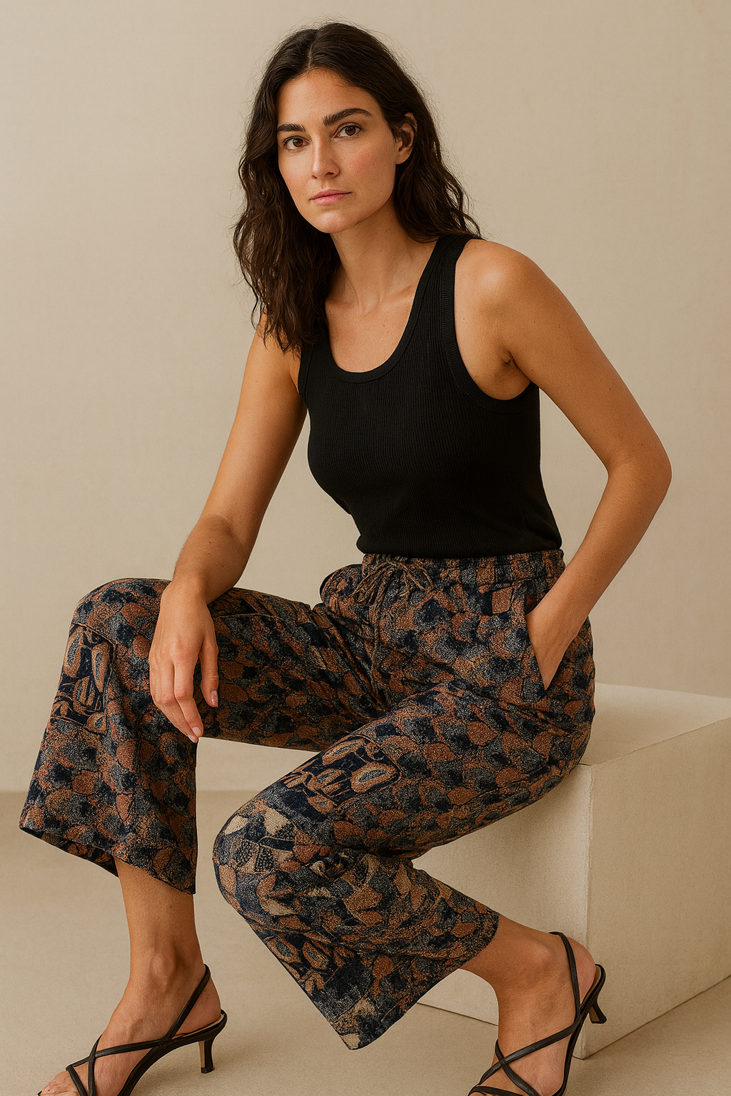 women’s abstract geometric print palazzo - 26262