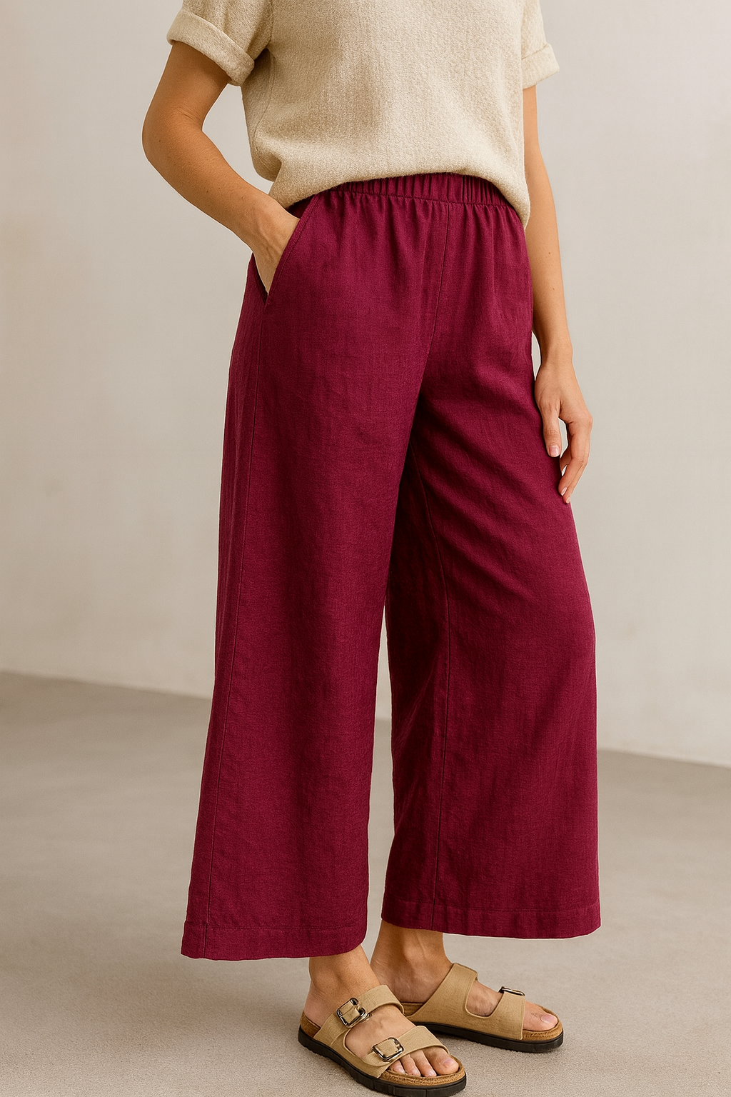 Women’s Solid Magenta Palazzo - 26268