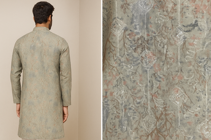 Men’s Elegant Sage Green Sequence Stone Work Kurta by ROCCK’Z - 26399