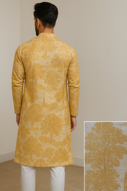 Golden Embroidered Textured Kurta by ROCCK'Z - 26400