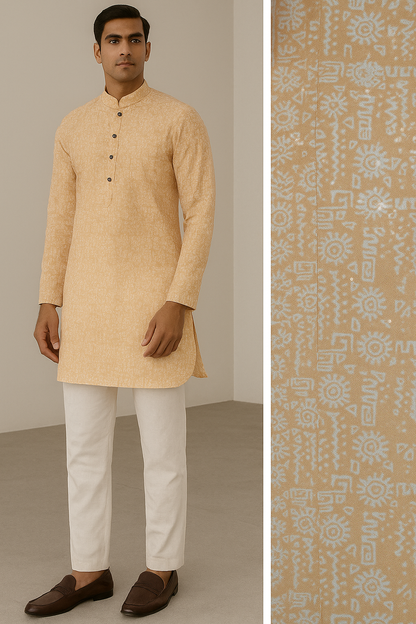 Peach Self-Design Sequin Embroidered Long Kurta - 26406