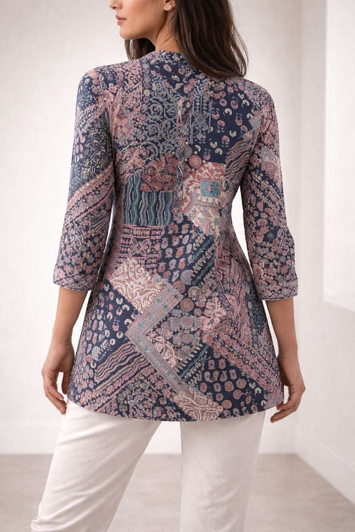 Women’s Navy Patchwork Printed - 26074