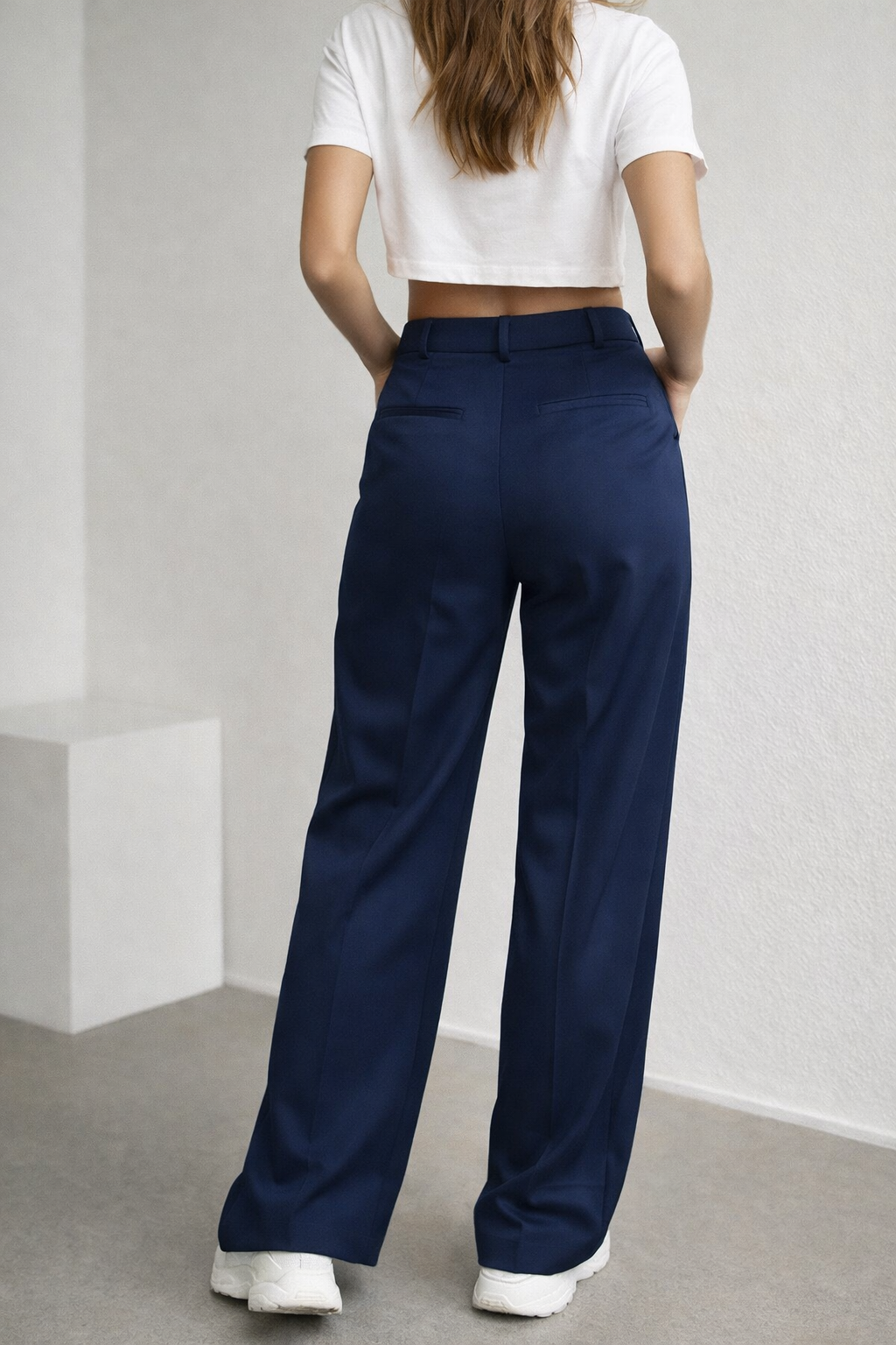 Women's Navy Blue Formal Trousers - 26598