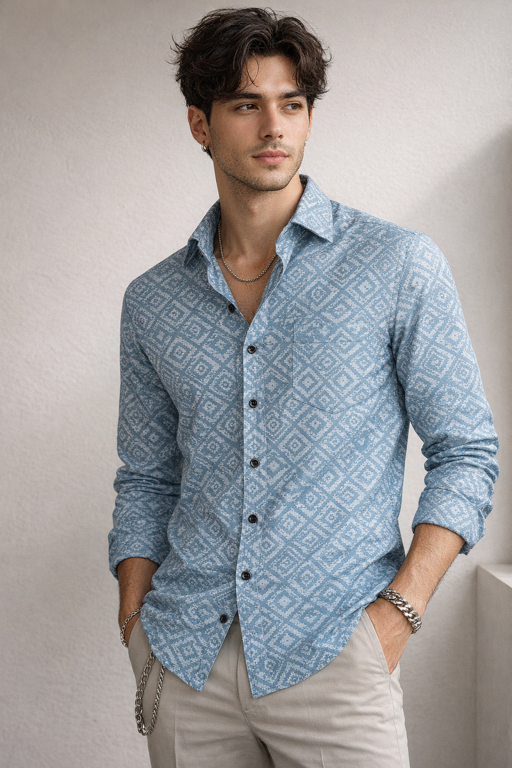 Men’s Premium Cotton Printed Shirt - 26241