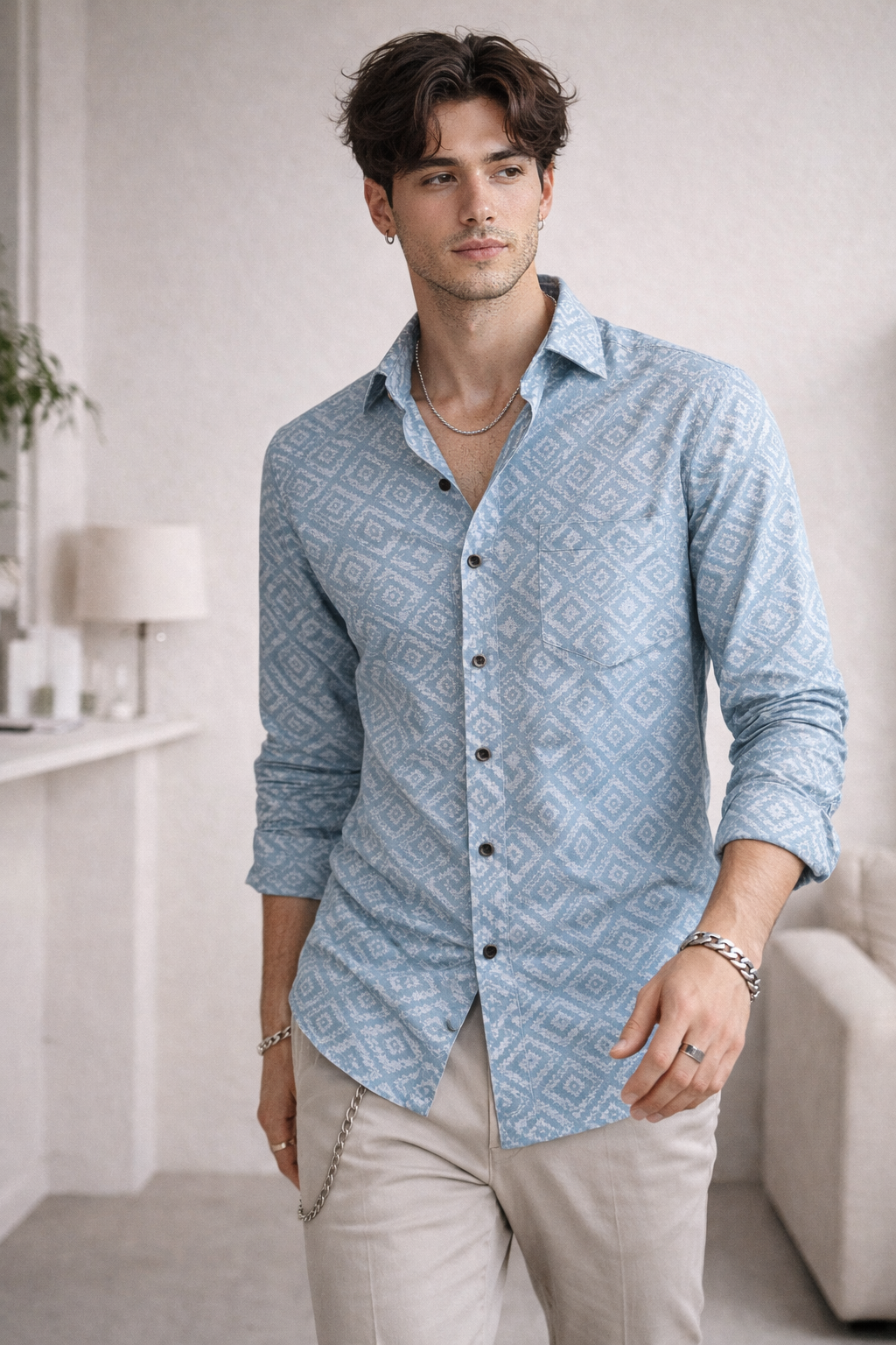 Men’s Premium Cotton Printed Shirt - 26241