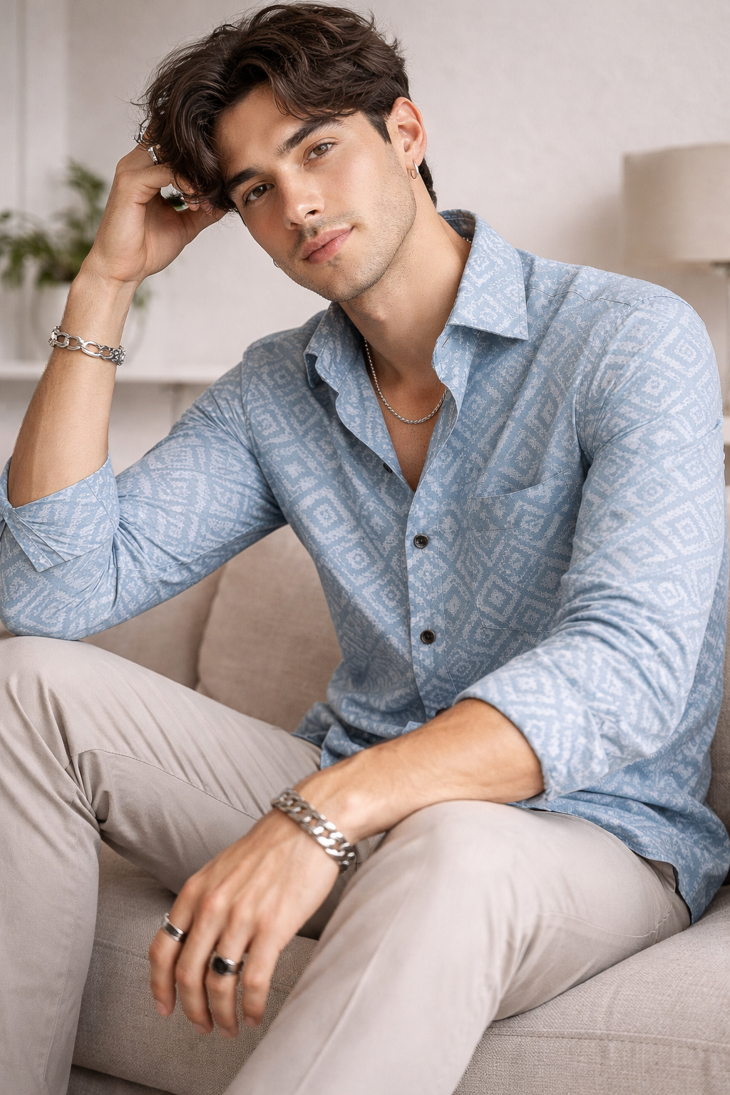 Men’s Premium Cotton Printed Shirt - 26241