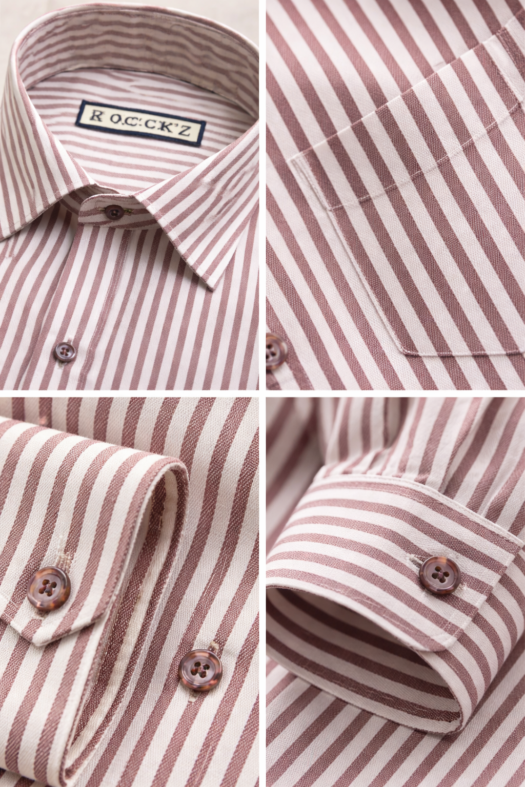 Men's Maroon Vertical Stripe Cotton Formal Shirt - 26319