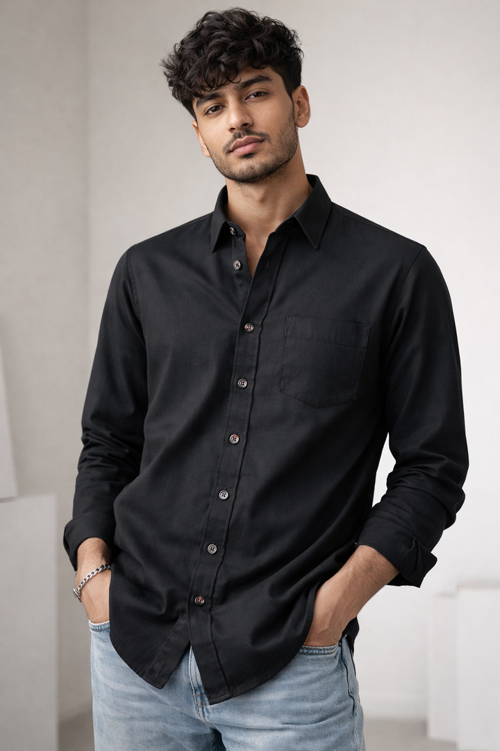 Premium Black Cotton  Shirt - 25288