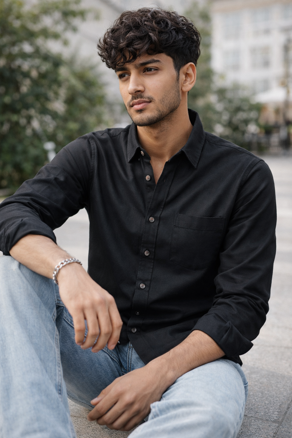 Premium Black Cotton  Shirt - 25288