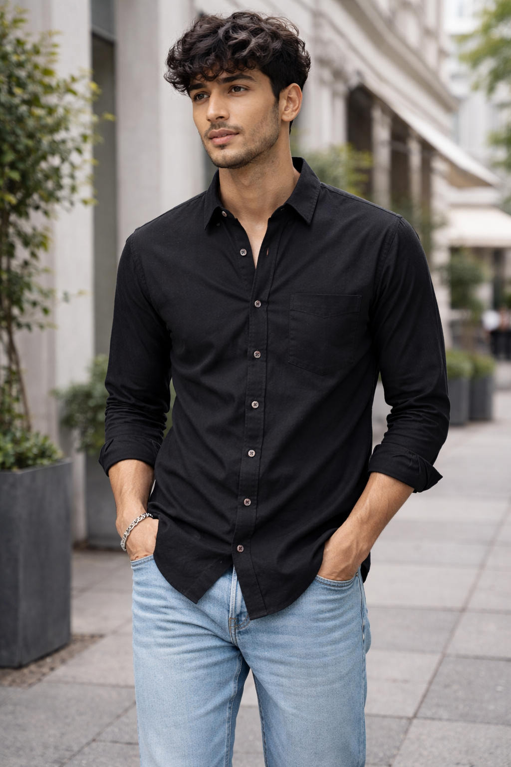 Premium Black Cotton  Shirt - 25288