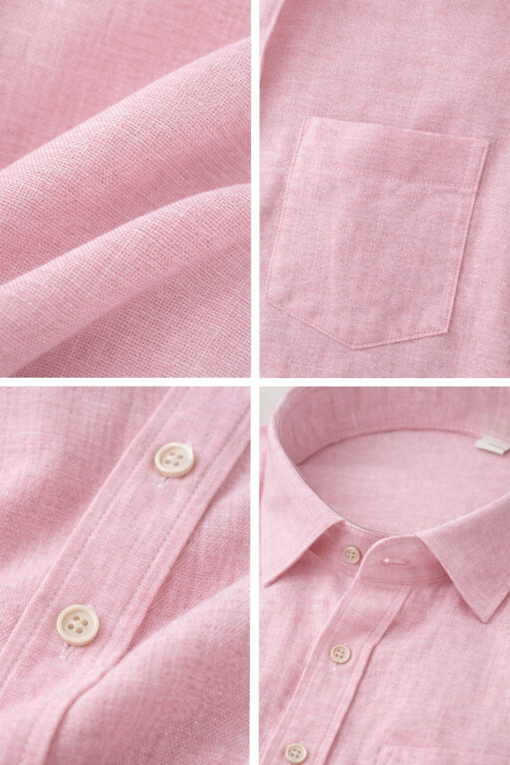 Men’s Blush Pink Cotton Linen Casual Shirt - 25702