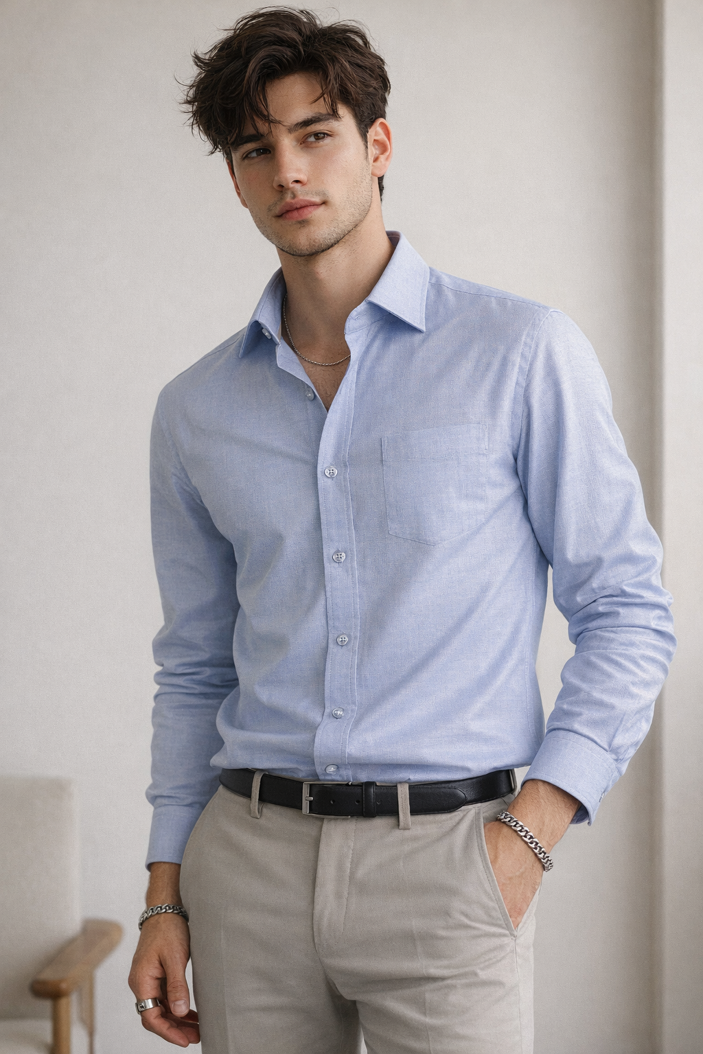 Light Blue Premium PHPL Formal Shirt for Men - 01