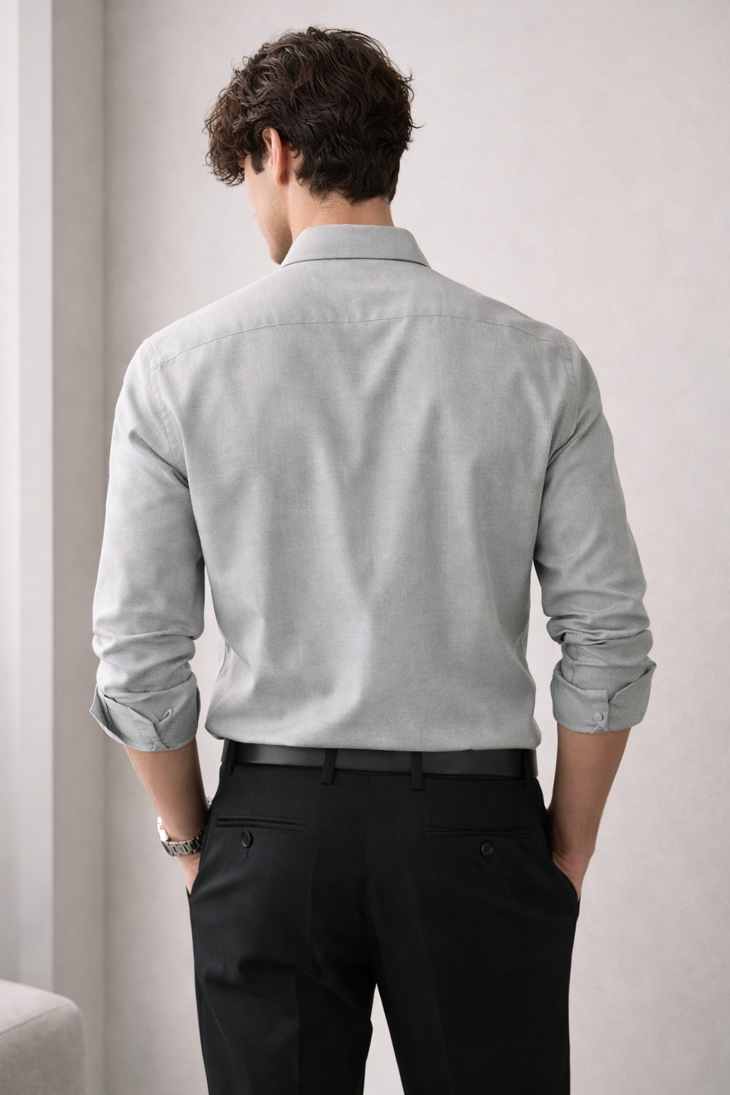 Light Grey plain PHPL Formal Shirt for Men - 03