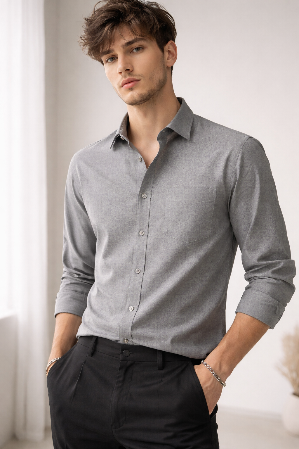 Men’s Premium Grey plain PHPL Formal Shirt – 12