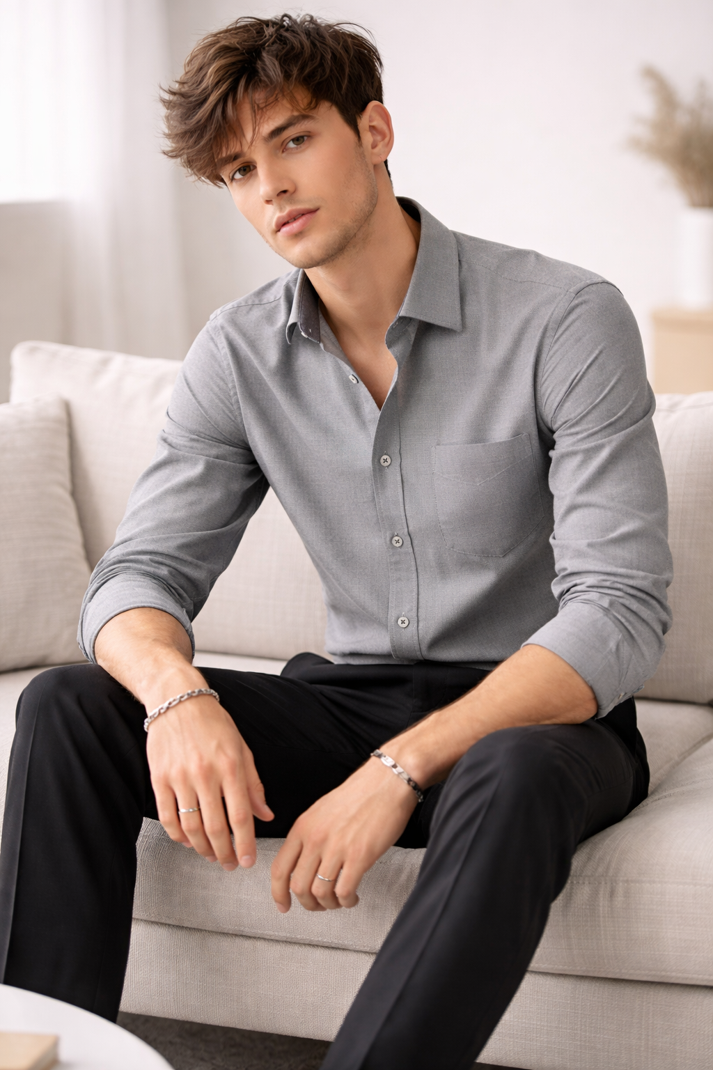 Men’s Premium Grey plain PHPL Formal Shirt – 12