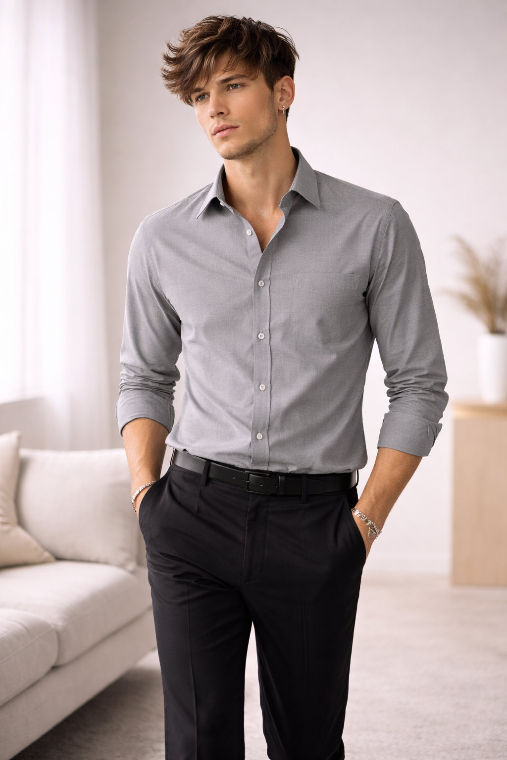 Men’s Premium Grey plain PHPL Formal Shirt – 12