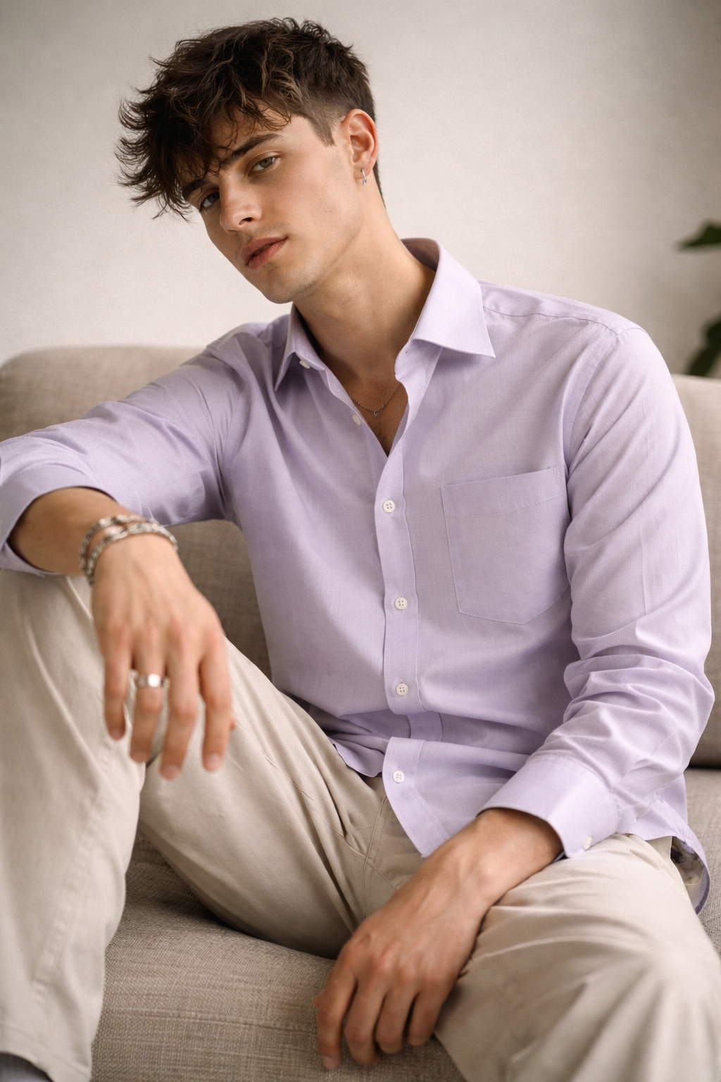 Men’s Premium Soft Lilac Formal Shirt - 19