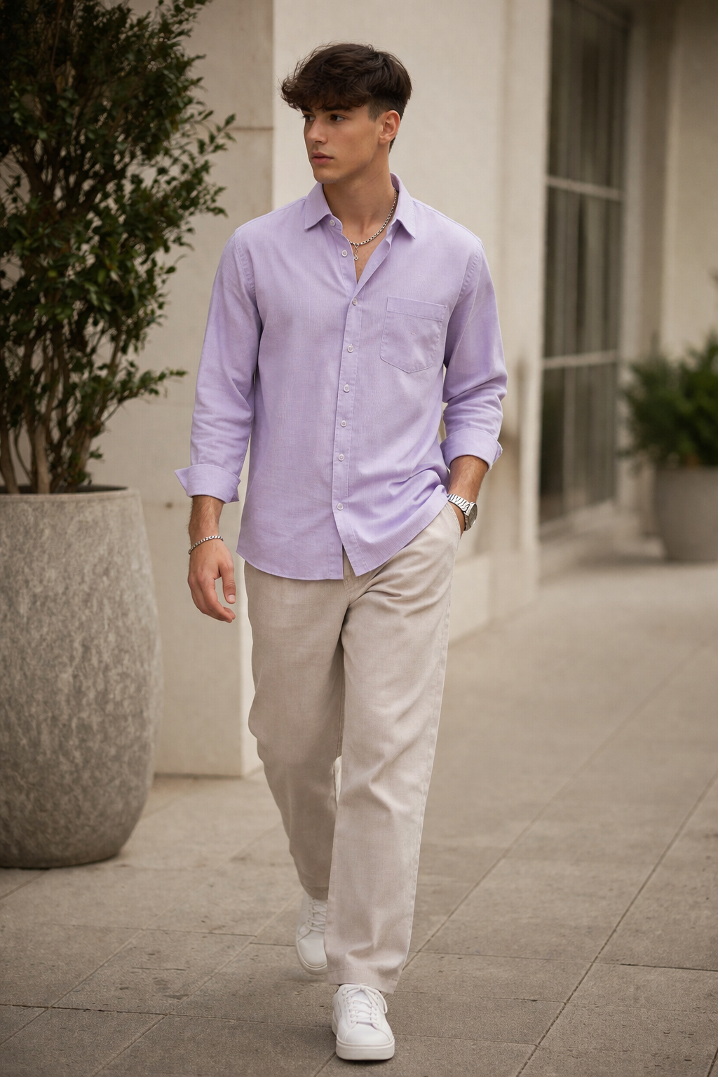 Men’s Premium Soft Lilac Formal Shirt - 19