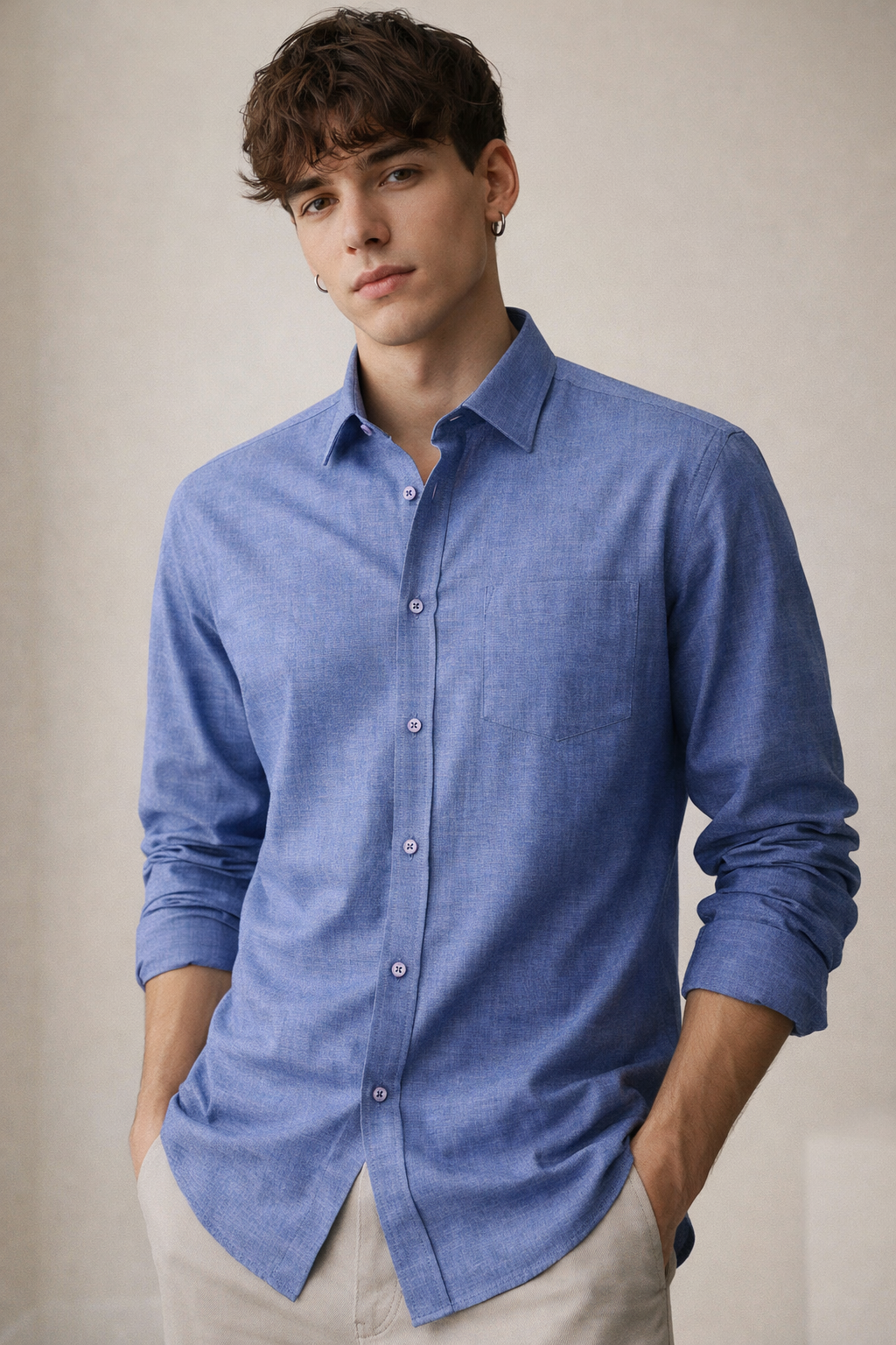 Men’s Premium Blue Cotton Shirt - 98