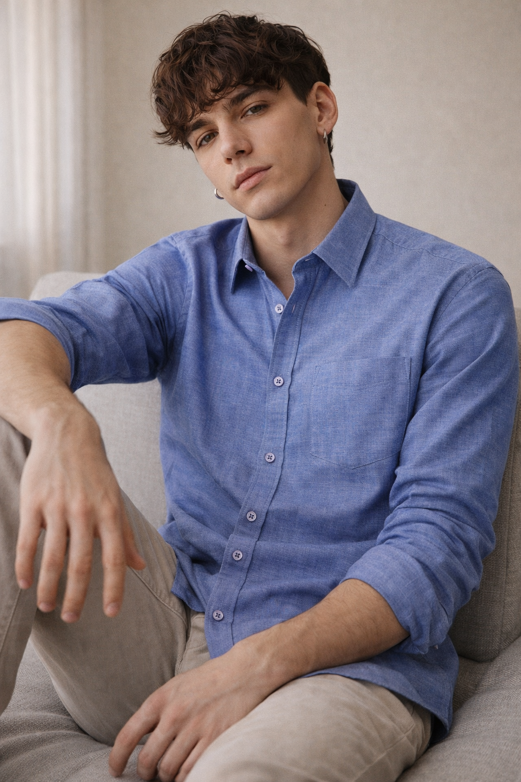 Men’s Premium Blue Cotton Shirt - 98