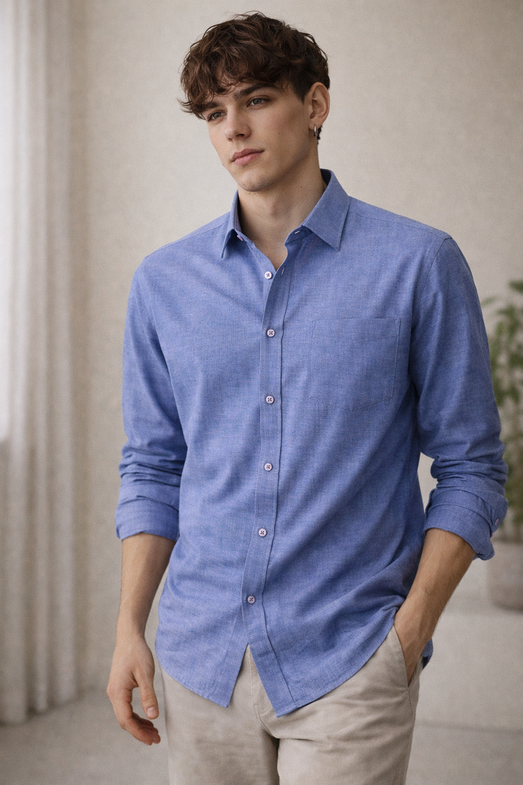 Men’s Premium Blue Cotton Shirt - 98